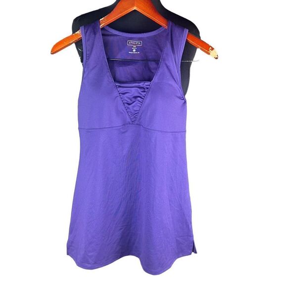 Athleta purple workout build in bra tank top 34 D ruched front - Picture 1 of 4